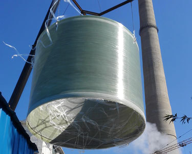 Power plant chimney in glass fiber reinforced plastic tube