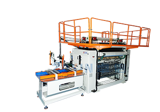 Fully automatic bottom-drawing facial tissue folding machine - four-sided embossing style