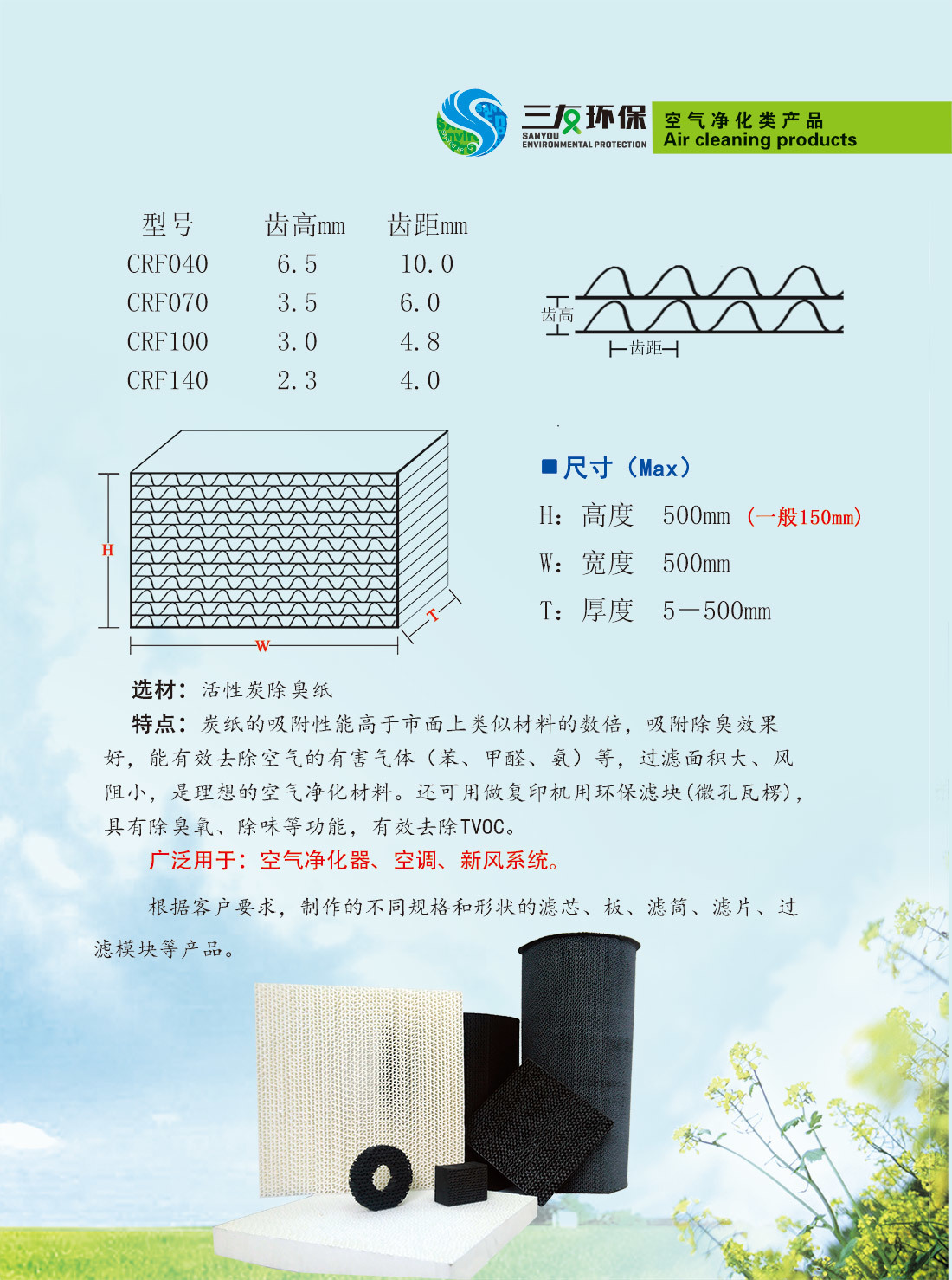 SY-C-05 活性炭纸瓦楞状滤网