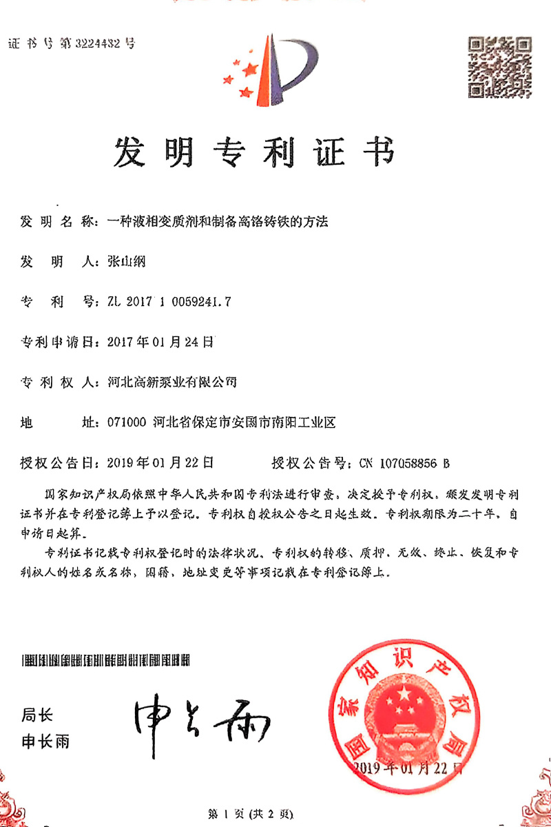 Patent for invention