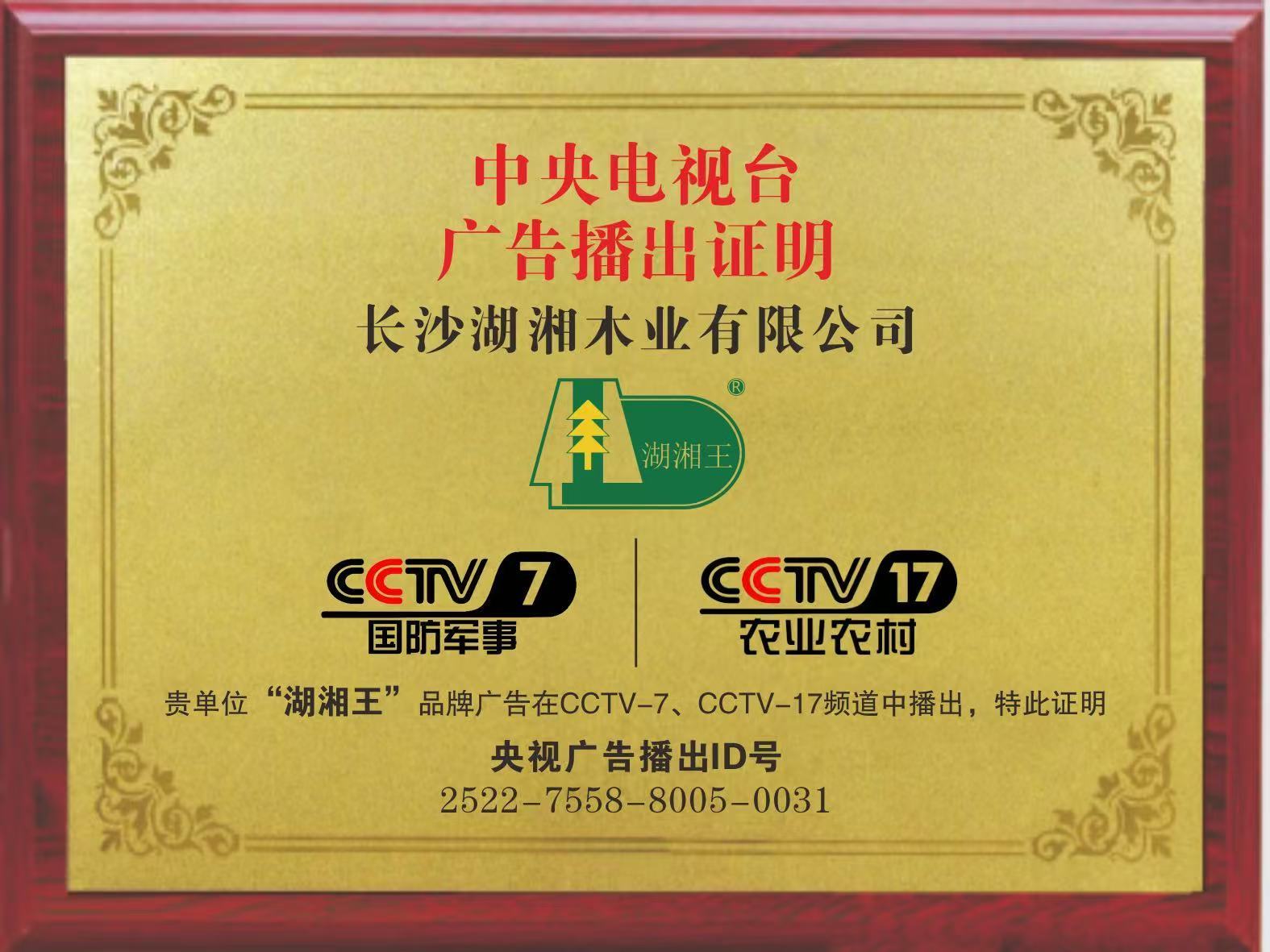 中央電視臺(tái)廣告播出證明