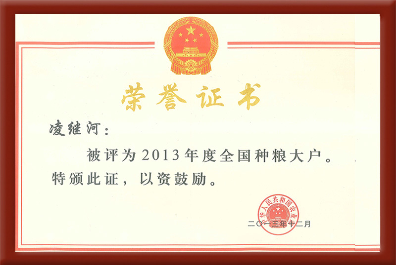 2013年度全國種糧大戶