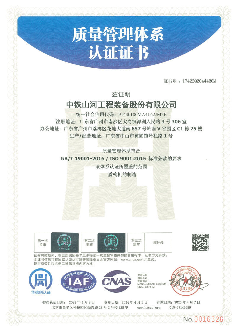 Quality Management System Certificate