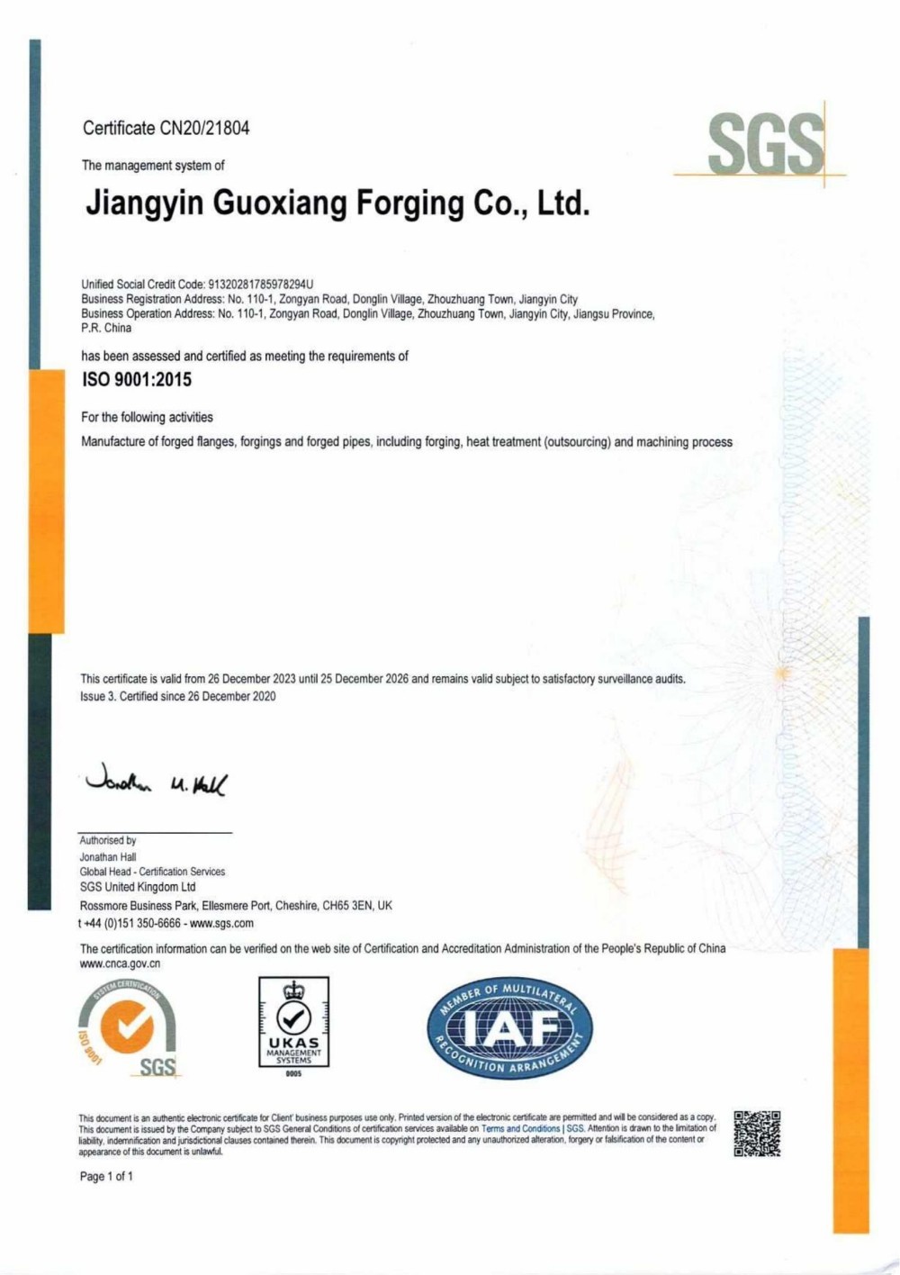 Certification
