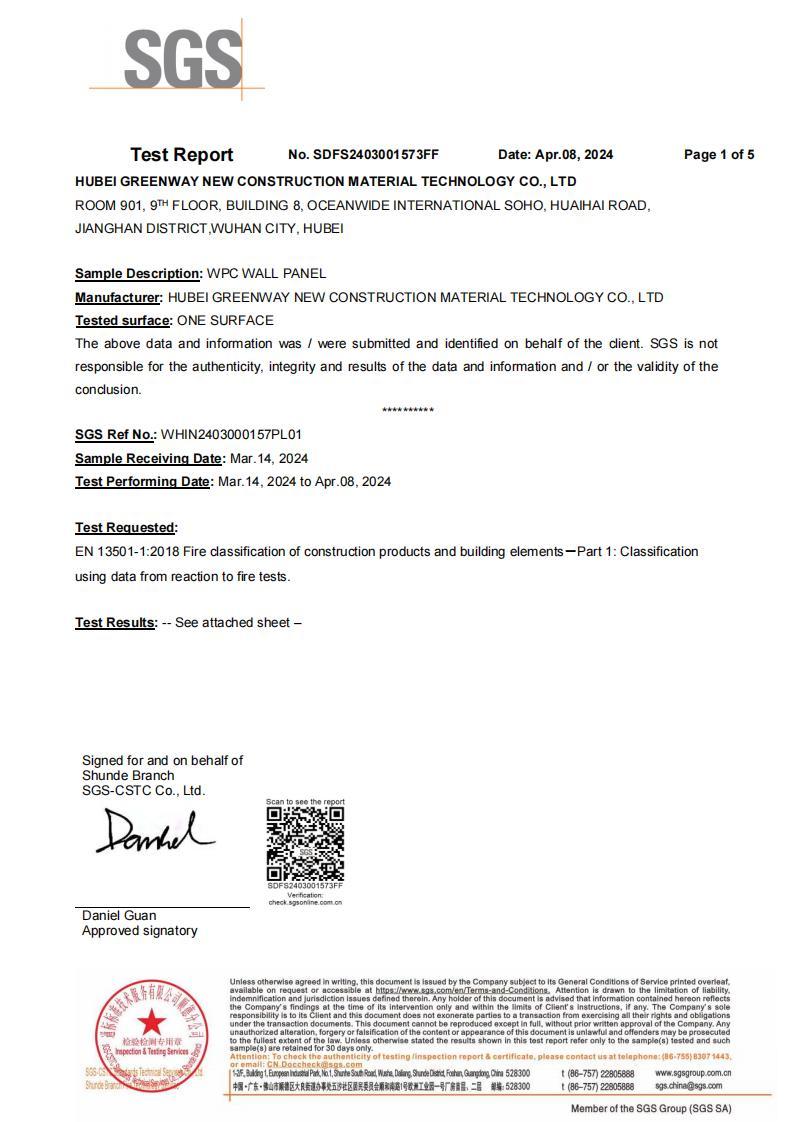 Fire rating inspection report by SGS Fire rating inspection report by SGS