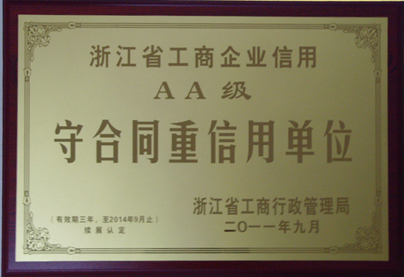 省工商守合同重信用单位