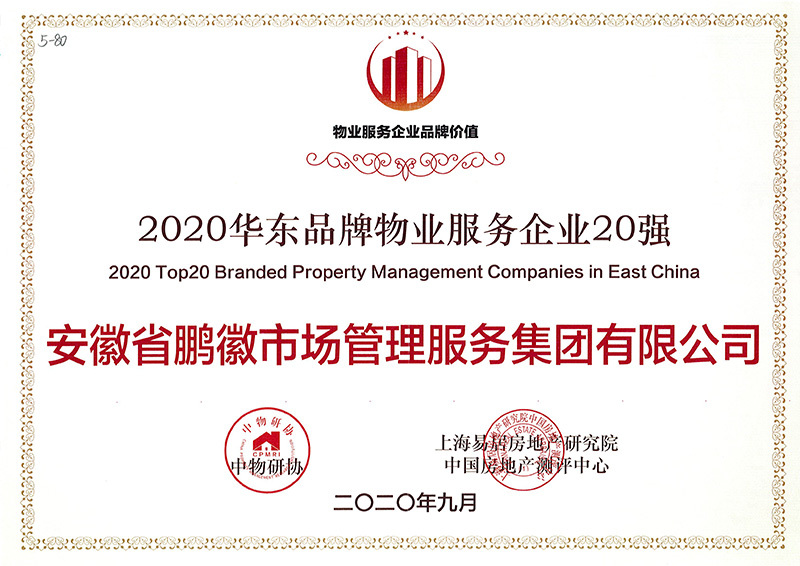 2020華東品牌物業(yè)服務企業(yè)20強