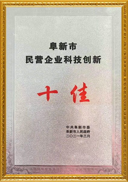 阜新市民營(yíng)企業(yè)科技創(chuàng)新十佳