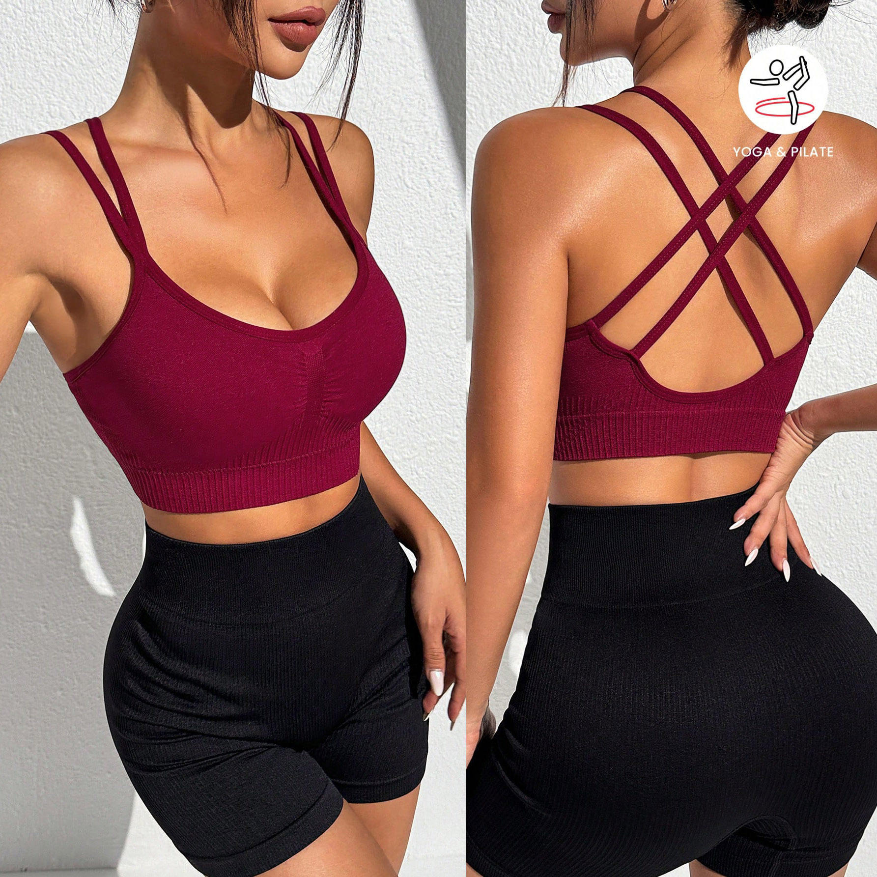 Racerback Sports Bras for Women - Padded Seamless Support Bra for Yoga Gym Workout Fitness
