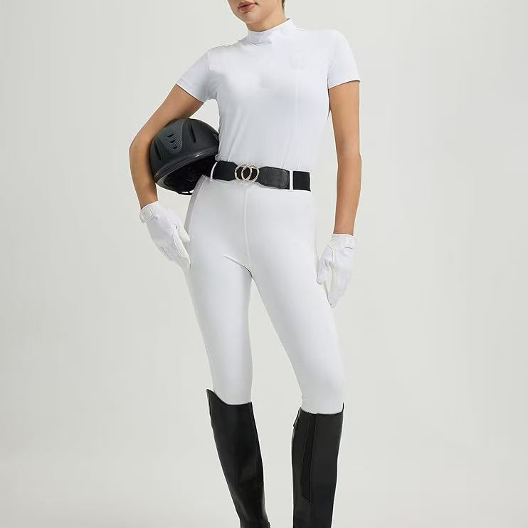 Camisas de equitación de manga corta para mujer UPF50+ Camisa de rendimiento de secado rápido Camisa de jinete