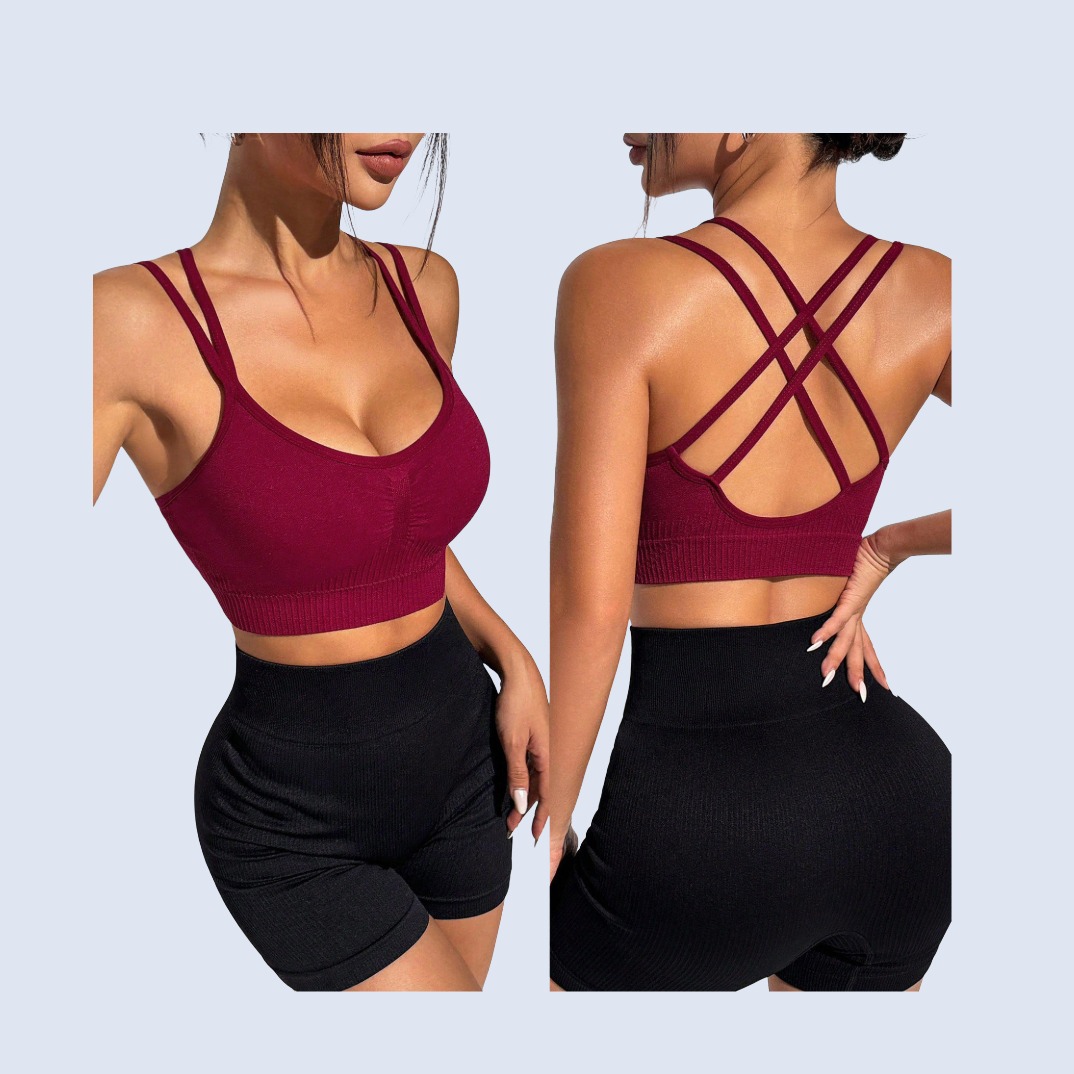 Racerback Sports Bras for Women - Padded Seamless Support Bra for Yoga Gym Workout Fitness