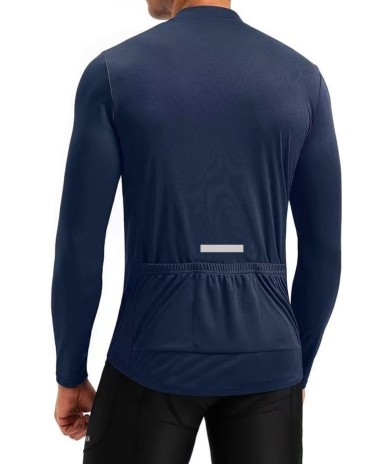 Men's Cycling Jersey with Back Pockets Long Sleeve UPF 50+ Half Zip