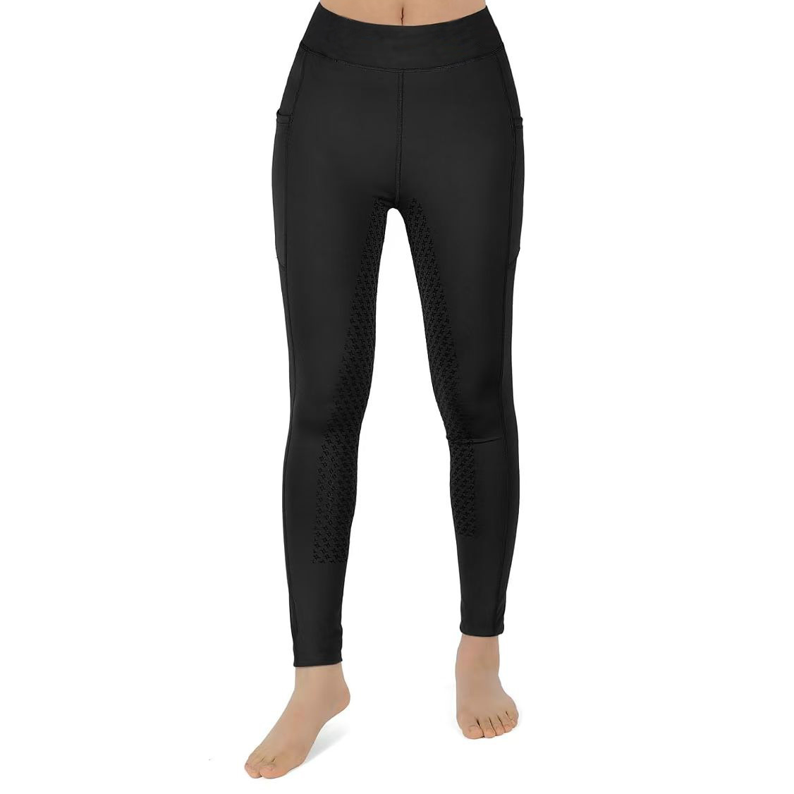 Mallas ecuestres para mujer con bolsillos, pantalones de entrenamiento con agarre de silicona