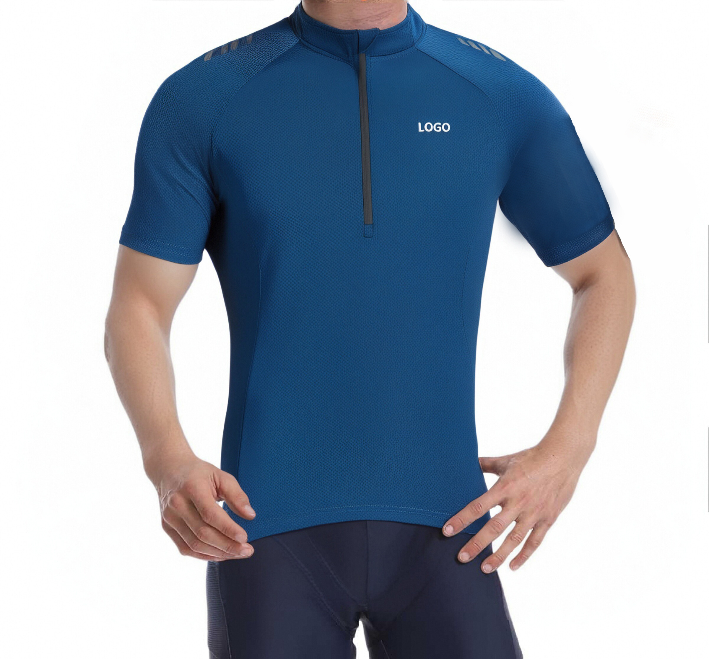 Camisetas de ciclismo de manga corta con cremallera para hombre