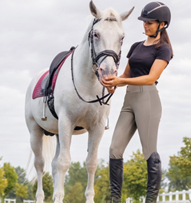 Pantalones de equitación para mujer con bolsillos y asiento completo de silicona