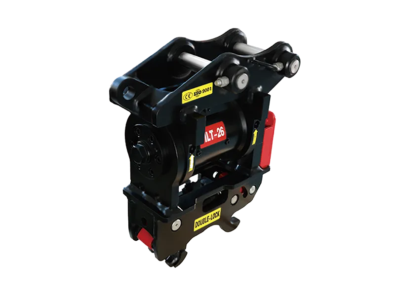 Tilting double safety lock quick hitch
