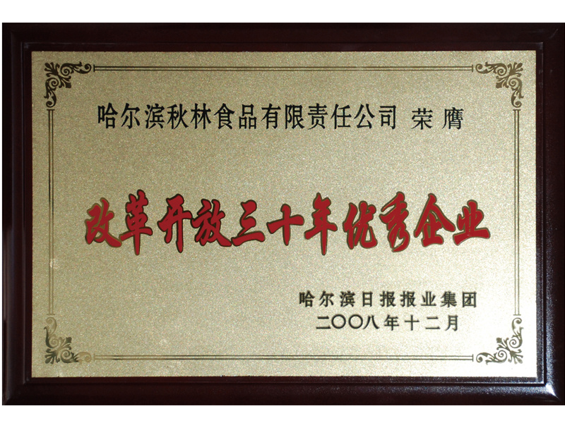 改革开放三十年优秀企业