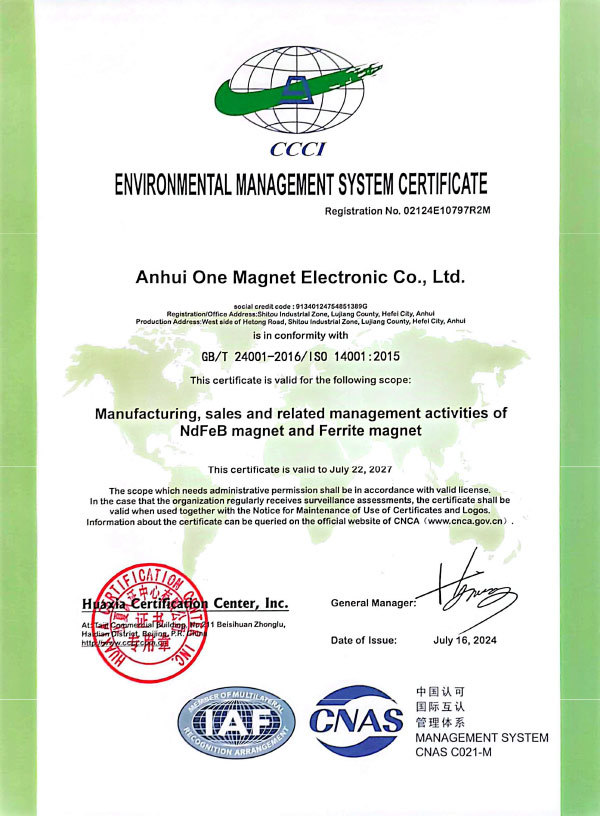 ISO14001 Certificate