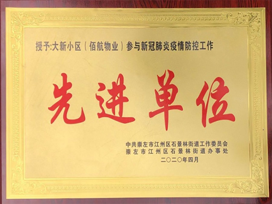 獲得崇左市參與新冠疫情防控工作先進單位獎牌