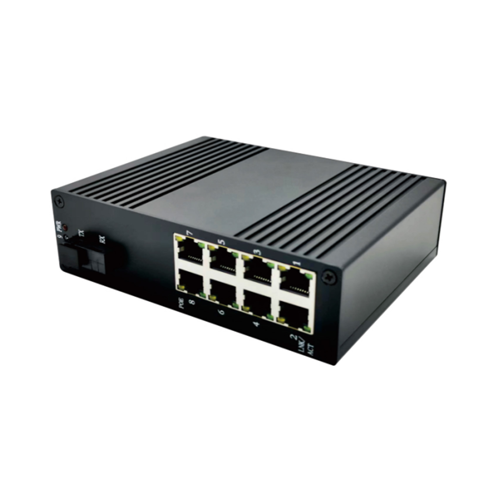 Industrial Grade Megabit 1 SC 8 RJ45 Optical Media Converter