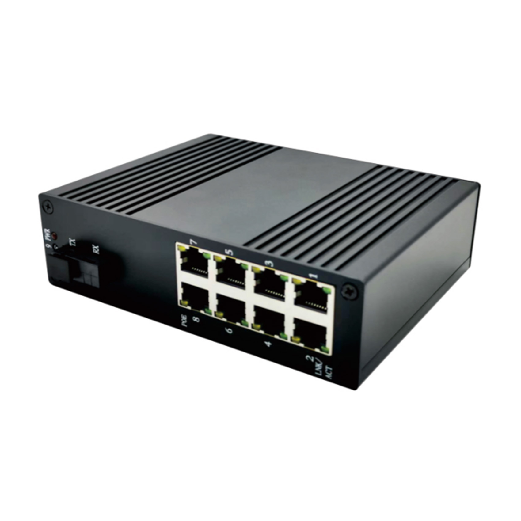 Industrial Grade Gigabit 1 SC 8 RJ45 Switch
