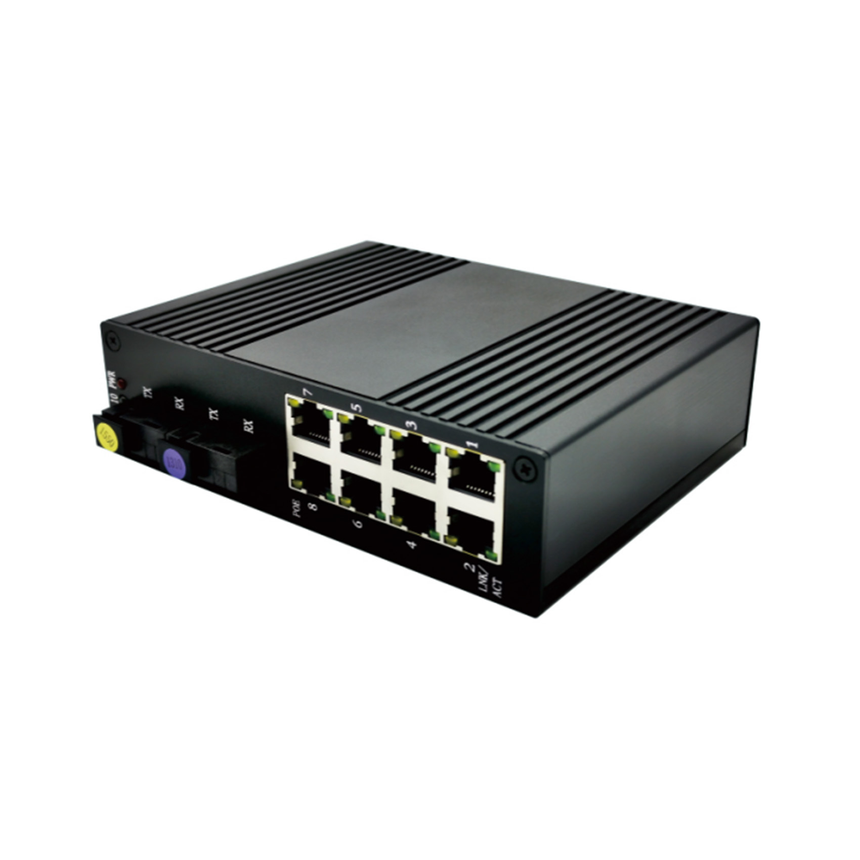 Industrial Grade Megabit 2 SC 8 RJ45 Optical Media Converter