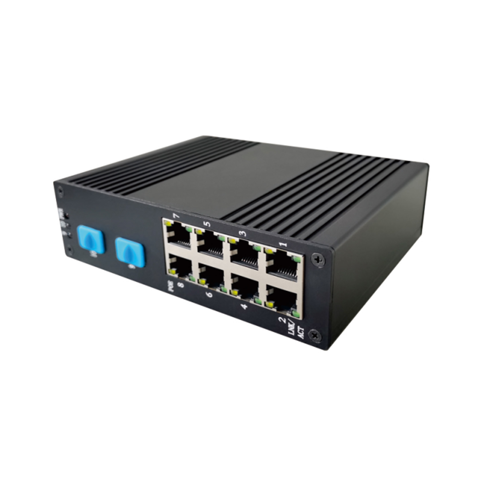 Industrial Grade Megabit 2 SFP 8 RJ45 Optical Media Converter