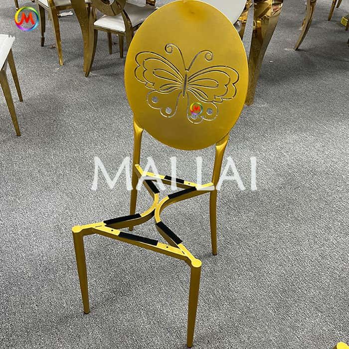 New Gold White Wedding Chairs Iron Metal Banquet Chair Dining Events for Dinne