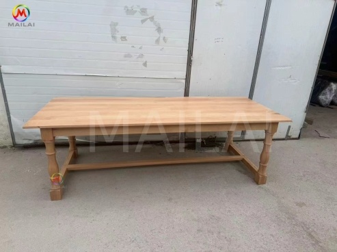 French-Style Antique Dining Set Solid Wood Table Banquet for Outdoor Events Kitchen Hotel Villa Farm House Furniture