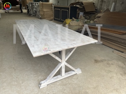 White High Quality Comfortable Solid Wood Farmhouse Table With Bench