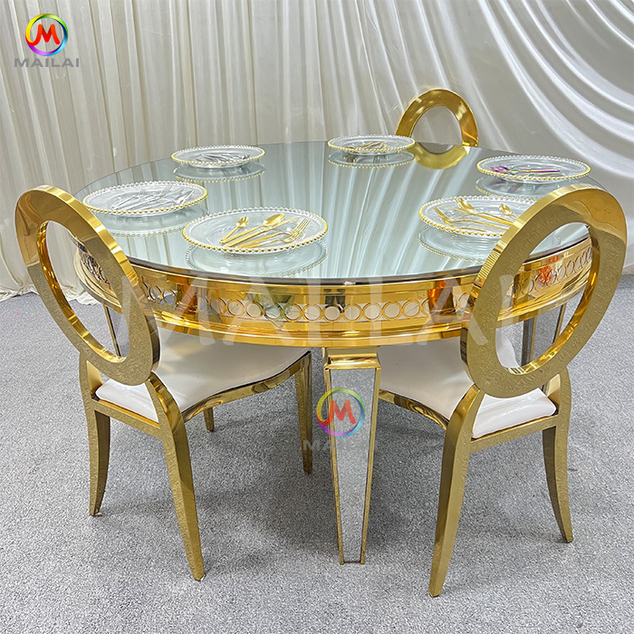 Popular Design Stainless Steel Dining Table Round Glass Top Event Dinning Table