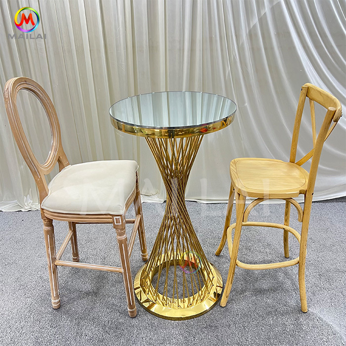 Event Furniture Pretty White TOP Gold Metal Round Cocktail Tables
