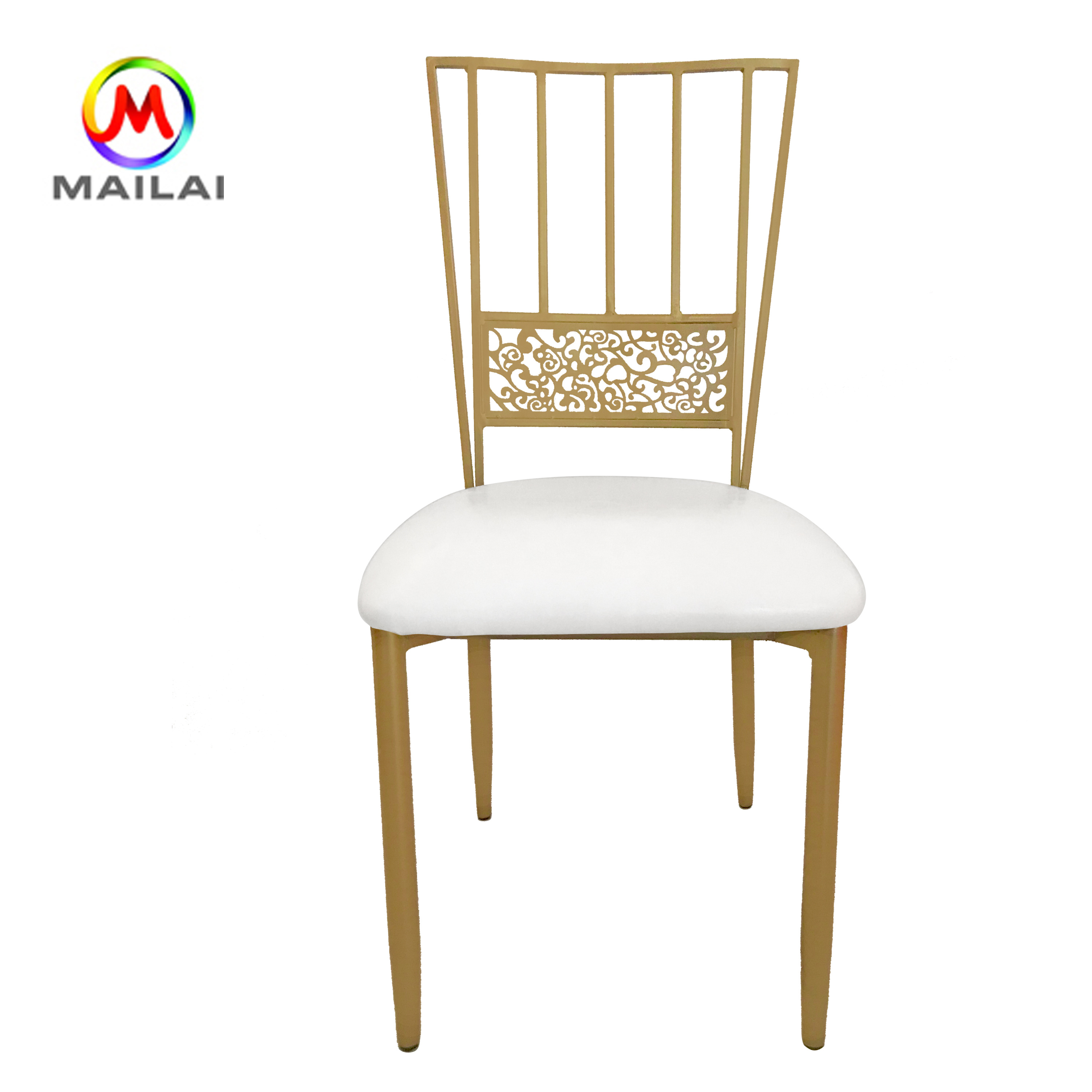 Commercial Hotel Furniture Iron Metal Chiavari Gold Chameleon Chairs for Dining Wedding O  back Chair