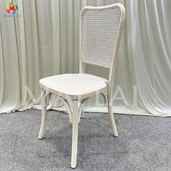 Wooden Dining Event Party Rental Banquet Wedding Stackable Rattan Back Chair