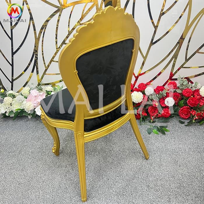 Modern Design Portable Wedding Party Furniture Soft Cushion Plastic Gold Resin Chairs