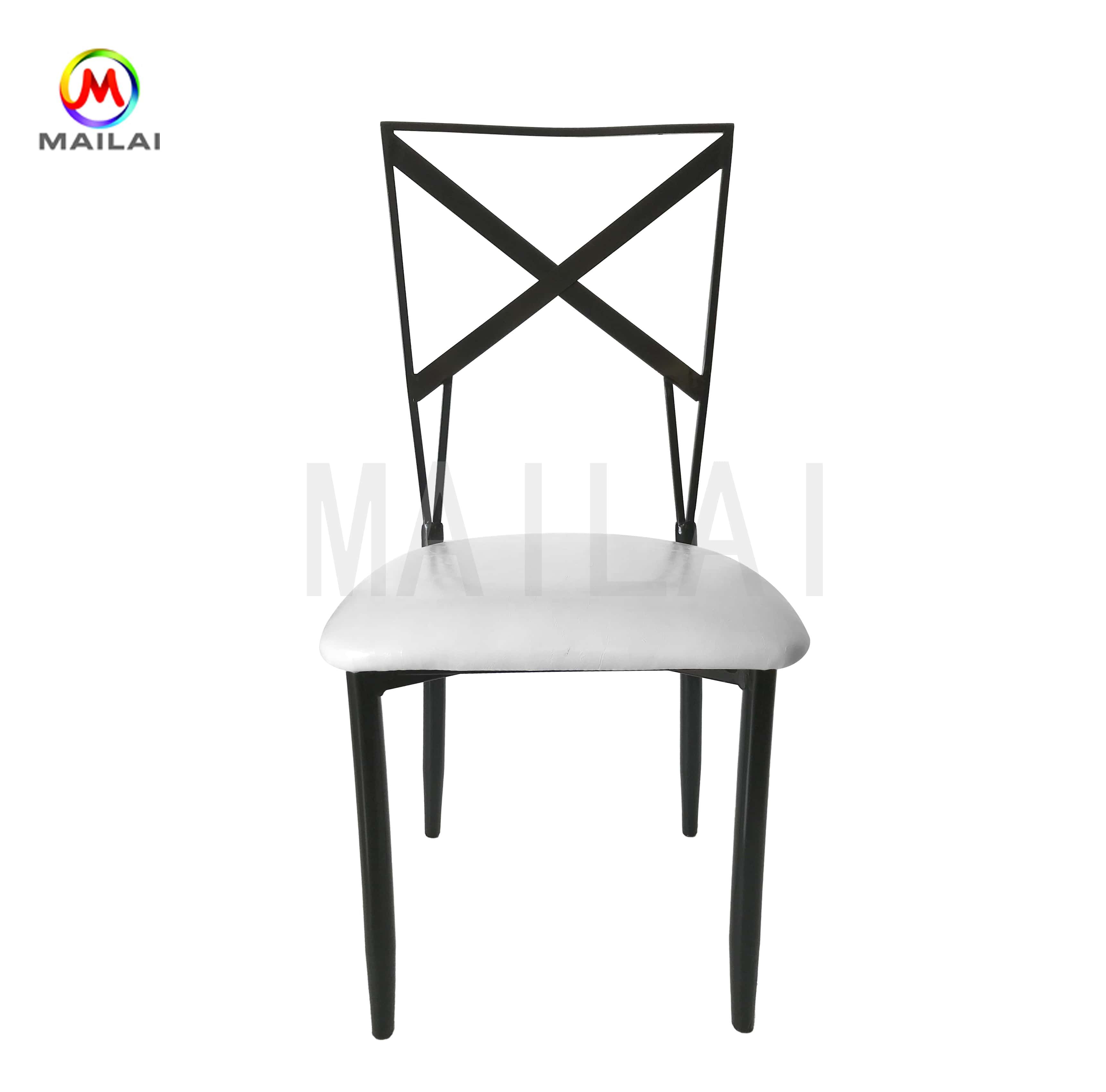 Banquet Iron Painting Gold Metal Frame Cross Back Wedding Chairs for Events