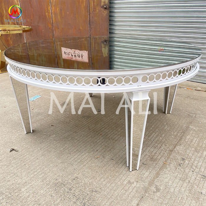 Wedding Event Dining Table Hotel Furniture Stainless Steel Metal Base Round Tables Latest Wedding Furniture
