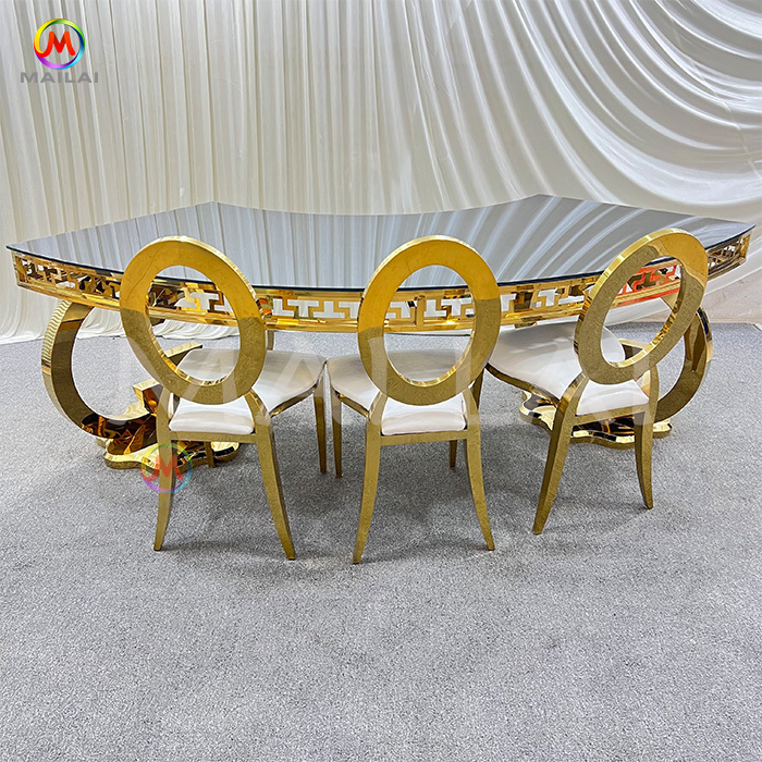 Luxury Wedding Party Furniture Gold Stainless Steel S Shape/ Round Table