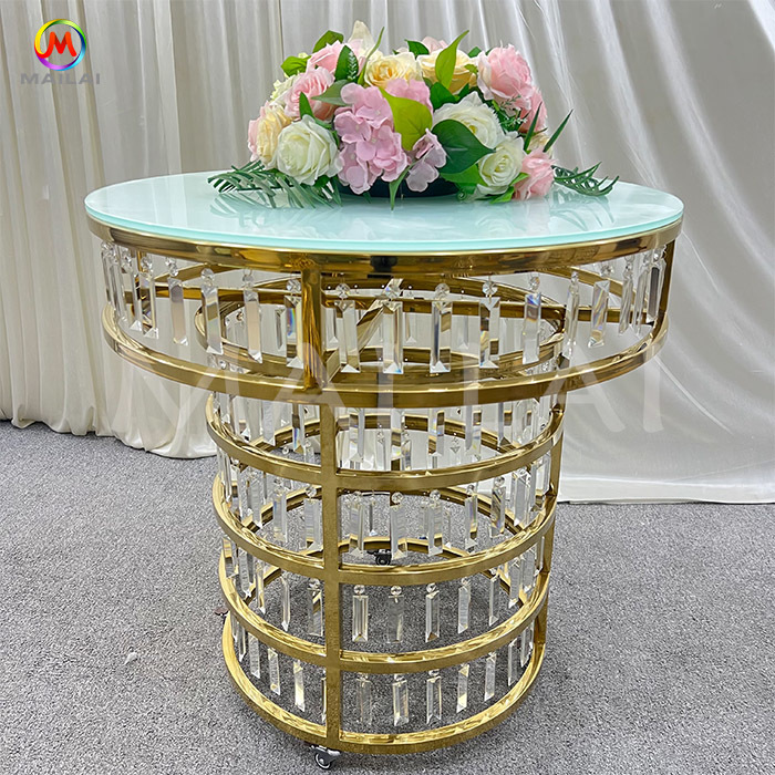Wholesale Golden Wedding Decoration Crystal Cake Table Small Dining Table for Sale