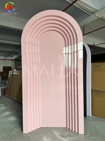 Popular Promotional Double Layer Round Backdrops Purple Green pink Ripple Arch Floral Backdrop