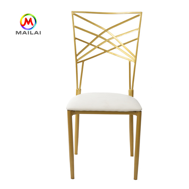 Banquet Iron Painting Gold Metal Frame Cross Back Wedding Chairs for Events