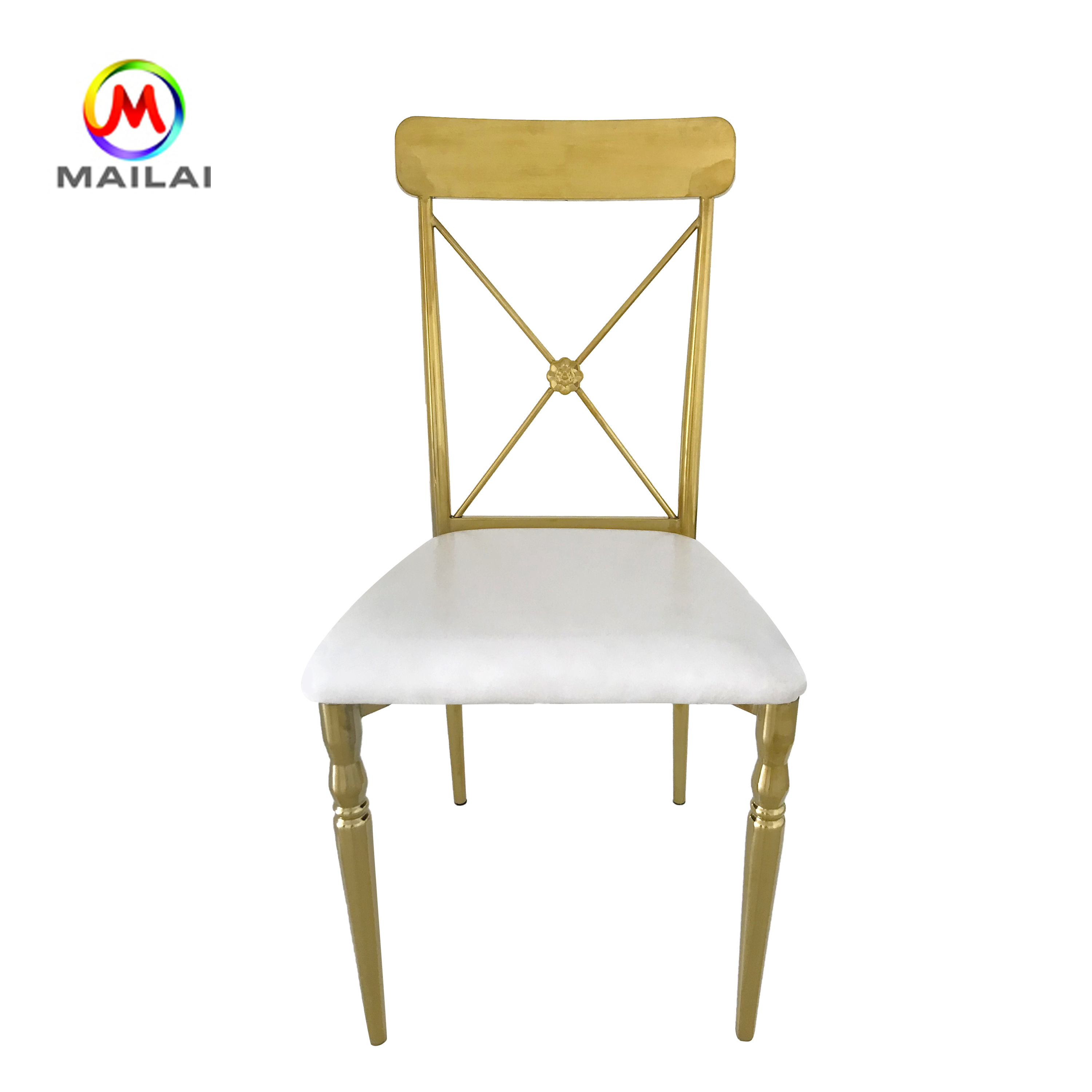 Stainless Steel Wedding Banquet Stackable Cross Back Chair