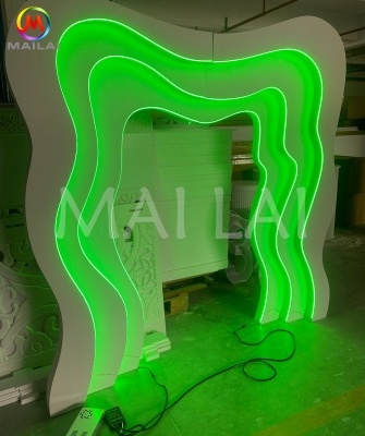 Luxury White Arch 3D Flower PVC Arch Wedding Stage Curved Backdrop Carved Frame With Led on Sales