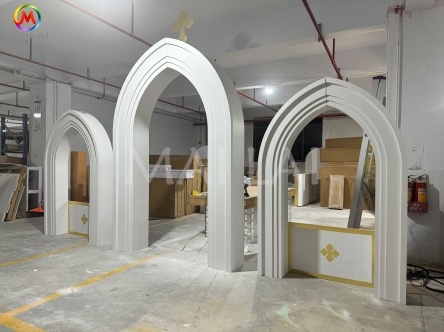 Modern Wave White Acrylic Backdrop Arch Wedding Round White Backdrop