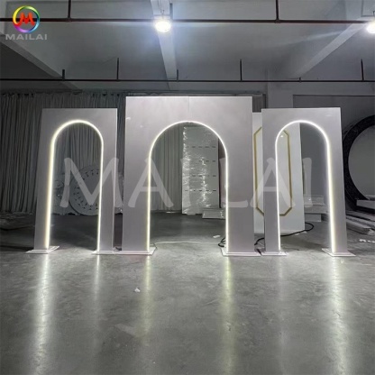 New Design Open Arch Backdrop with Light White Acrylic Arch Wedding Background