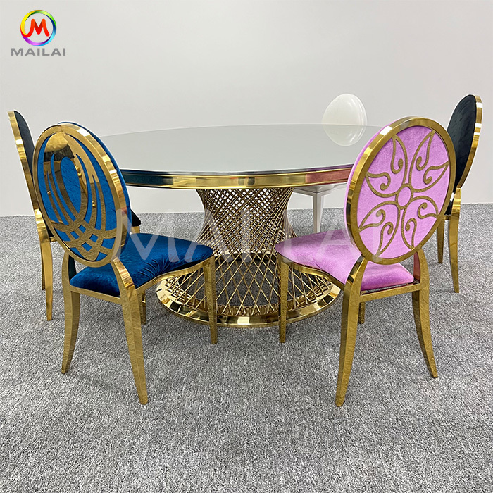 Hot Sale Black Glass Stainless Steel Round Wedding Table