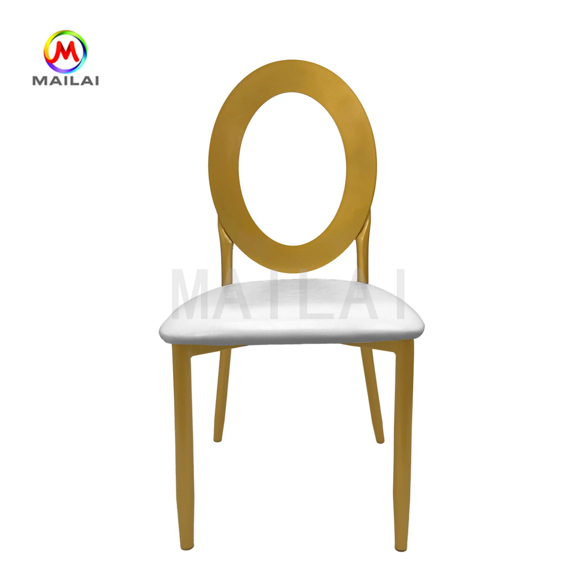Commercial Hotel Furniture Iron Metal Chiavari Gold Chameleon Chairs for Dining Wedding O  back Chair