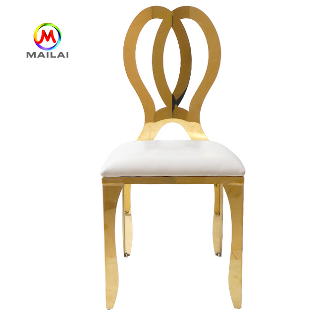 Luxury High Back Hotel Gold Stainless Steel Stackable Dining Wedding Chair for Event Reception