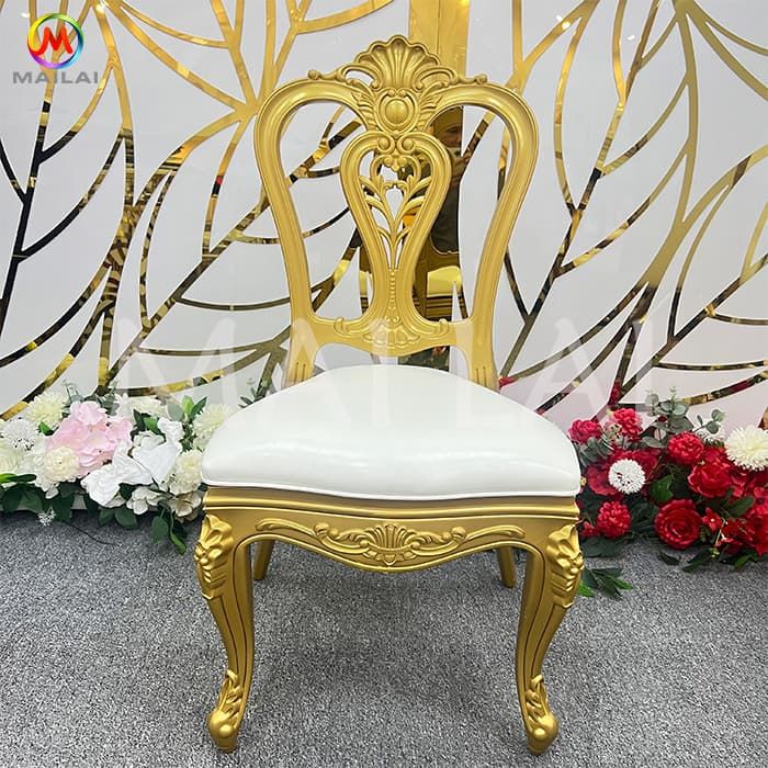 Hot Selling New Design Gold Stackable Bridal Chair Cheap Ghost Wedding Chairs White Plastic Event Party Chairs for Rental