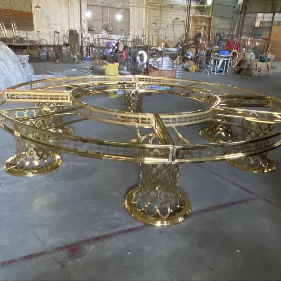 Wedding Furniture Stainless Steel Moon Half Round Hotel Event Rental Wedding Table